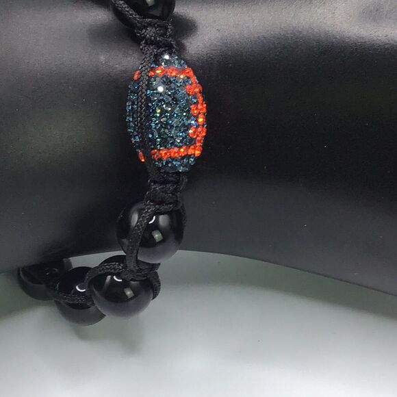 Auburn University Beaded Bracelet Black Orange Blue Adjustable Rhinestone - Picture 12 of 12